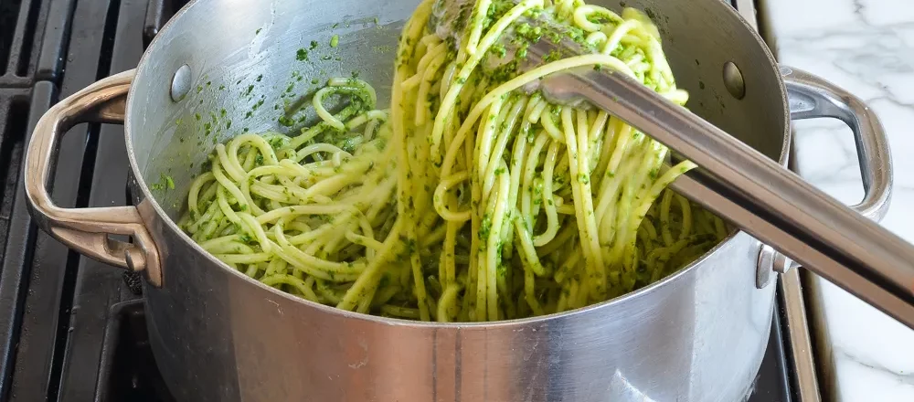 Spaghetti with Kale & Walnut Pesto
